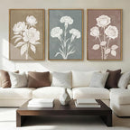 BINCUE Extra Large Neutral Botanical Wall Art Floral Painting Flower Print Flower Artwork Floral Wall Decor Flowers Wall Pictures for Living Room Bedroom Bathroom Dining Room Farmhouse 24x36 Inches 3 Piece Gift