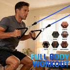 WHATAFIT Resistance Bands Set with Handles - Exercise Bands Home Gym Strength Training Equipment, Includes Door Anchor & Ankle Straps for Full Body Workout Bands, Physical Therapy - for Men and Women