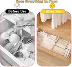 4 Pack Drawer Dividers for Clothes, 3.94" High 14.94"-21.26" Adjustable Expandable Dresser Drawer Organizer, Clear Plastic Separators for Dresser, Baby Clothing, Underwear, Cosmetic