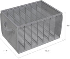 Zilink Upgraded Wardrobe Clothes Organizer with Support Board Clear Jeans Organizer for Closet with 7 Grids Divider Closet Drawer Organizer for Jean Pant Sweater Legging T-Shirt, 6 Pack, Grey