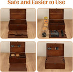 Large Bamboo Storage Box with Removable Tray Kit - Decorative Box Set, Glass Jars, and Accessories Wooden Storage Kit and Accessories Tool.Birthday Gifts