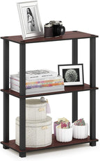 Furinno TURN-S-TUBE Storage Shelves, 3-Tier Book Shelf, Corner Shelf, Toolless Open Shelves, for Organization and Storage, Living Room, Garage, Home Office, Dark Cherry