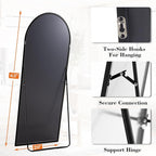 DUMOS 63"x20" Arched Full Length Mirror with Stand, Floor Body Mirror Shatter-proorf Nano Glass with Aluminum Frame, Free Standing or Hanging Leaning Modern Simple Home Decor, Gold