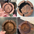 Cigar Ashtray Gift Set with Cigar Cutter for Men Custom Wooden Ashtray Personalized Name Walnut Cigar Ash Tray Gifts for Husband Dad Father Groomsmen Papa Grandpa (Deep Dish Set)