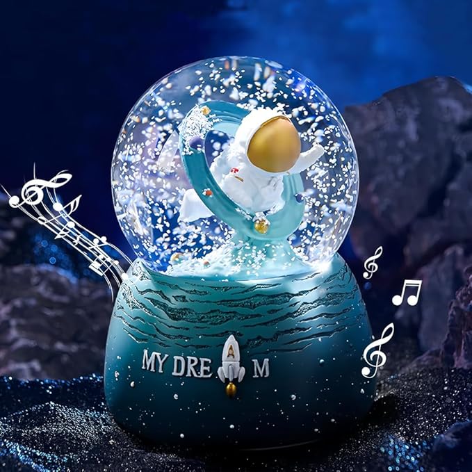 Christmas Snow Globe, Musical Snow Globe with Color Changing Led Lights, Automatic Snow Fall Effect, Christmas Decorations with Music Box Gifts for Girls Kids(A)