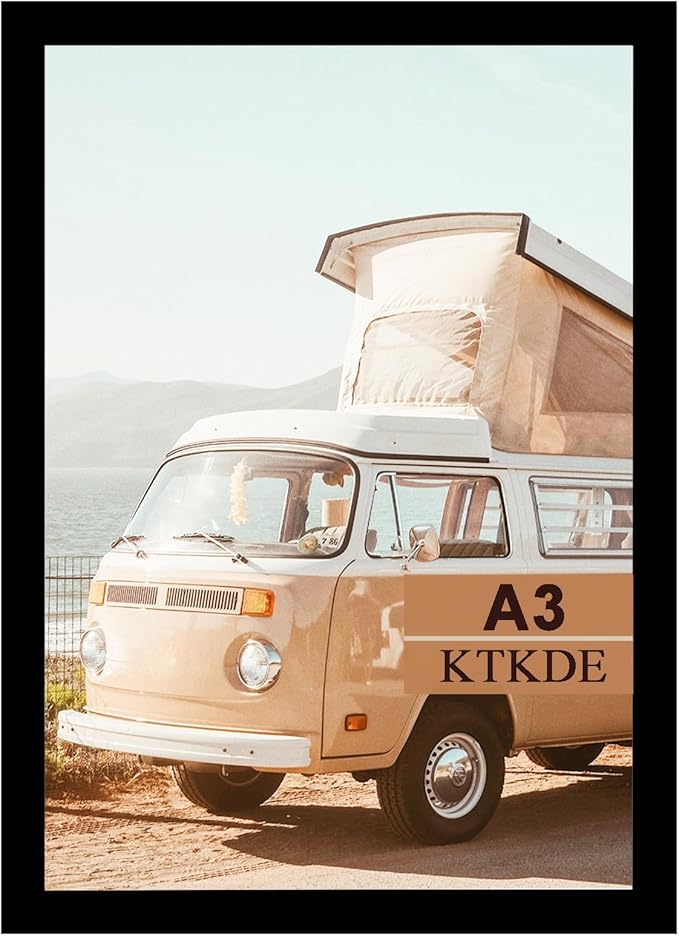 KTKDE A3 Poster Frame Black Woodgrain Picture Frame-11.7x16.5in Photo Frame,Certificate Frame with Plexiglass for Wall Mount or Table Top Display