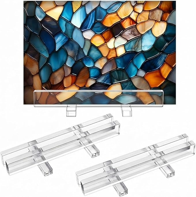 AceOrbit 2 Pcs Display Stand Tile Display Stand for Art Panels Picture Photos Plaques and Warm Glass Art Creations Collectibles Ceramic Tiles Office Trade Show Office, or Gallery (Transparent,Acrylic)