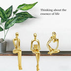 Prettidecor Gold Home Decor Thinker Statue Accents, Set of 3 Thinker Sculptures Office Decor Modern Abstract Resin Decoration on Shelf Table Desk for Living Room Office Bedroom (Gold, Large)