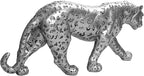 Cheetah Statue Home Decor Leopard Sculpture Resin Sitting Cheetah Figurine Desktop Table Top Ornament Decoration for Home Office-Gold Or Silver (Walking-Silver)