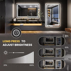 LOAAO 65"x40" LED Bathroom Mirror with Lights, Anti-Fog, Dimmable, Backlit + Front Lit, Lighted Bathroom Vanity Mirror for Wall, Memory Function