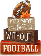 Yuntau 4 Pcs Football Fall Table Decorations Football Tiered Tray Decor Rustic Autumn Wooden Blocks Sign It's Not Fall Without Centerpiece Decorative Faux Book Sign for Room Coffee Table Mantel Shelf
