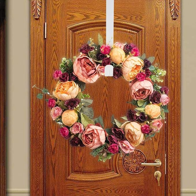 5 Pack 12"+15" Wreath Hanger for Front Door - Large Wreath Metal Hook for Christmas Wreath Over The Door Hanger 2 x 15" and 3 x 12" - White