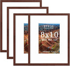 KTKDE 8x10 Picture frame Set of 4,Wine red frame 5x7mat or 8x10 Without Mat, Modern Style Wood Composite Frame real glass,black 8 by 10 Studio Gallery frame for home Friends Wedding best gift