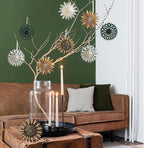 EASY JOY Christmas Hanging Decorations - 9Pcs 3D Christmas Tree Paper Hanging Decor Green White Light Brown Snowflake Ornaments Christmas Decorations Outdoor Indoor for Xmas New Year Window Boho Door