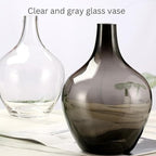 Ryddelighome Large Clear Glass Vase 12 Inch - Round Glass Vase for Flowers, Clear Round Vase Pampas Grass Decor, Glass Jar Table Centerpiece Home Decor
