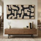 Large Framed Neutral Abstract Wall Art for Living Room, Horizontal Black Beige Canvas Prints Paintings Artwork for Walls, Modern Minimalist Pictures for Bedroom Dining Room Office Wall Decor 30x60 In