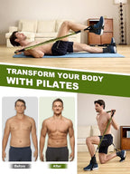 Pilates Bar Kit with Resistance Bands,260LBS Heavy Duty Resistance Bands for Working Out, Strength Pilates Equipment with Handles Door Anchor, Versatile Pilates Kit for Man Woman Full-Body Workouts