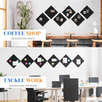 DOLLAR BOSS Felt Cork Board Tiles, 6 Packs 12" x 12" 1/2" Thick Bulletin Board Adhesive Acoustic Panels Soundproof Corkboards for Walls with 60 Pushpins for Home Office Kitchen School, Black Stripe