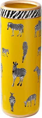 Umbrella Racks Porcelain Ceramic Umbrella Zebra Print Stand Umbrella Holder Modern Style Floor Vase for Storing Canes Walking Sticks for Entryway Indoor 24‘’High