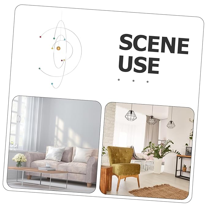 Atom Hanging Mobile Modern Science Model Wind Chime for Space Enthusiast Educational Classroom Decor 11.41In Pendant