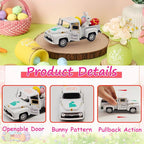 Easter Decorations - Mini Farmhouse Vintage Metal Truck with Easter Eggs & Bunny, White Spring Farm-Style Pickup Decor for Table Tiered Tray Home Kitchen Office Keepsake Gifts