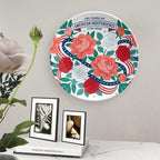 250th Anniversary Decorative Plates 8 Inch Modern Floral Patriotic Decorations Commemorative Plates with Stand Memorial Day 4th of July Veterans Day Home & Office