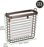 mDesign Metal Wire Farmhouse Wall Mount Magazine Holder, Home Storage Organizer - Space Saving Rack for Magazines, Books, Newspapers, Tablets in Mudroom, Bathroom, Office - Bronze