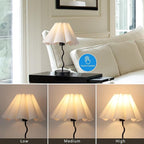 EOEYYOYB Pleated Table Lamp, Table Lamp for Bedroom, Bedside Lamps for Nightstand with Linen Lampshade, Modern Lamp for Bedroom Home Office Decor, Black