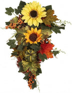 Generic Blossoms Pumpkin Swag Tree-Shaped Autumn Door Swag Naturalistic Design Hanging Autumn Decoration