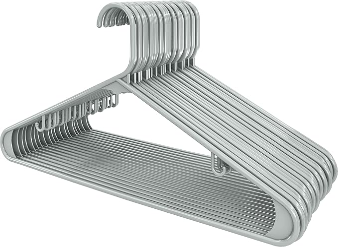 Utopia Home Plastic Hangers 30 Pack - Clothes Hanger with Hooks - Durable & Space Saving (Grey)