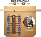 ZEDODIER Wooden Tie Rack, Tie Hanger for Men Closet, 20 Storage Capacity, Non-Slip Rotatable Tie Organizer, Hanging Space Saving Holder, Vintage
