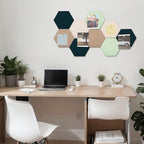 Mindsoft 16 Pcs Hexagon Cork Board for Walls with 50 Wooden Push Pins 12x10 in Felt DIY Tiles Notice with Nano Tape Hanging Bulletin Board for Home Photo Office Memo Note (Green)