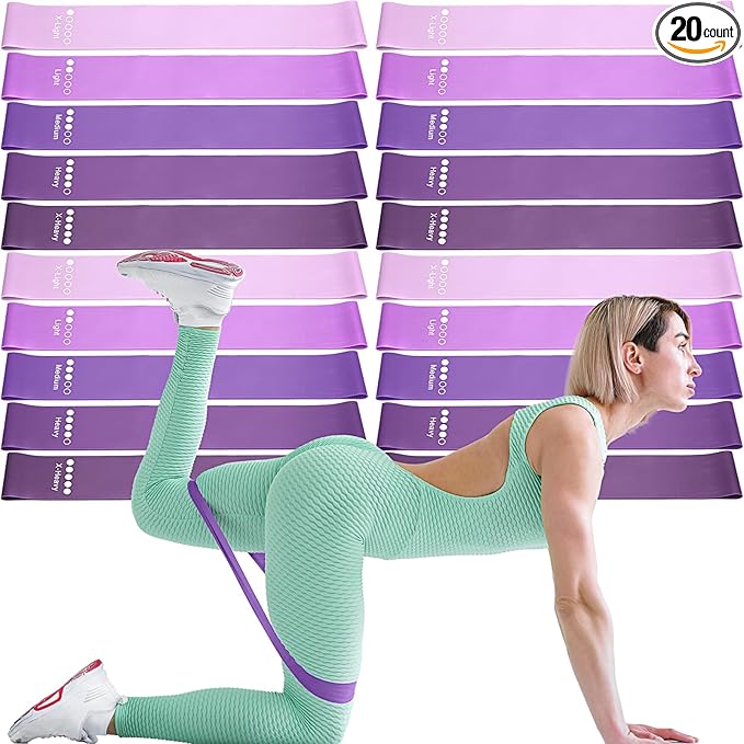 Deekin 20 Pcs Resistance Bands for Women Men 10-115 Lbs 5 Different Resistance Levels Loop Exercise Bands for Leg Working Gym