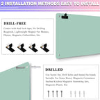 Green Magnetic Board,17.5" x 11.4" Magnet Bulletin Board to Display Magnetic Notes, Poetry, Photos, Suitable for Wall, Refrigerator, Cabinet etc, Come with 4 Pcs Dual Lock Tape and Screws