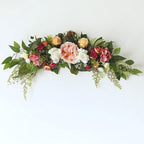 30in Artificial Floral Swag, Wedding Arch Flowers Handmade Rose Peony Flower Swag Rustic Hydrangea Floral Swag Decorative Swag with Green Leaves for Lintel Front Door Wall Christmas Party