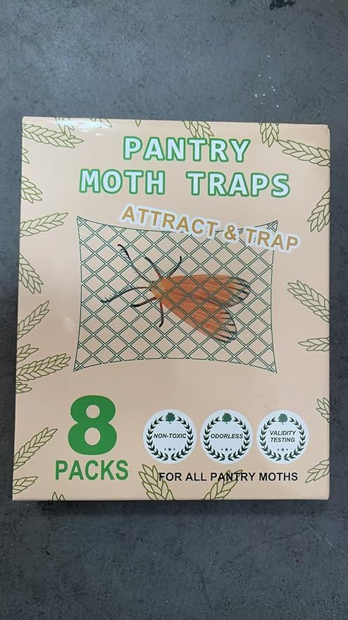 Pantry Moth Trap with Pheromone Attractant 8 Pack, Easy to use Moth Treatment, Odorless/Non-Toxic Strong Sticky Strips for Kitchen and Cupboard
