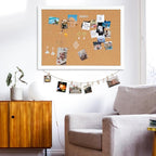 DOLLAR BOSS Cork Board Bulletin Board with Linen Double-Sided 24" x 18" Linen Corkboards for Walls Picture Display Vision Board for Office Home School Framed Picture Pin Board, 20 Pushpins 10 Clips