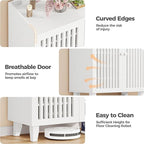IRONCK Shoe Cabinet with Slatted Doors, 6-Tier Shoe Storage Cabinet with Adjustable Shelves, Wooden Shoe Rack Organizer for Entryway, Hallway, Closet, Living Room, White