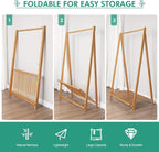 Small Clothes Rack Kids Dress Up Storage for Playroom, Toddlers Bedroom, Bamboo Child Garment Rack with Storage Shelf, Kids Clothing Rack Costumes Organizer