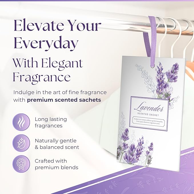 15 Pack Sachets for Drawers and Closets, Scented Sachets for Drawers, Closet Freshener Sachet for Drawers to Refresh Any Space, Sachet Bags, Scented Drawer Fresheners for Dresser, Lavender