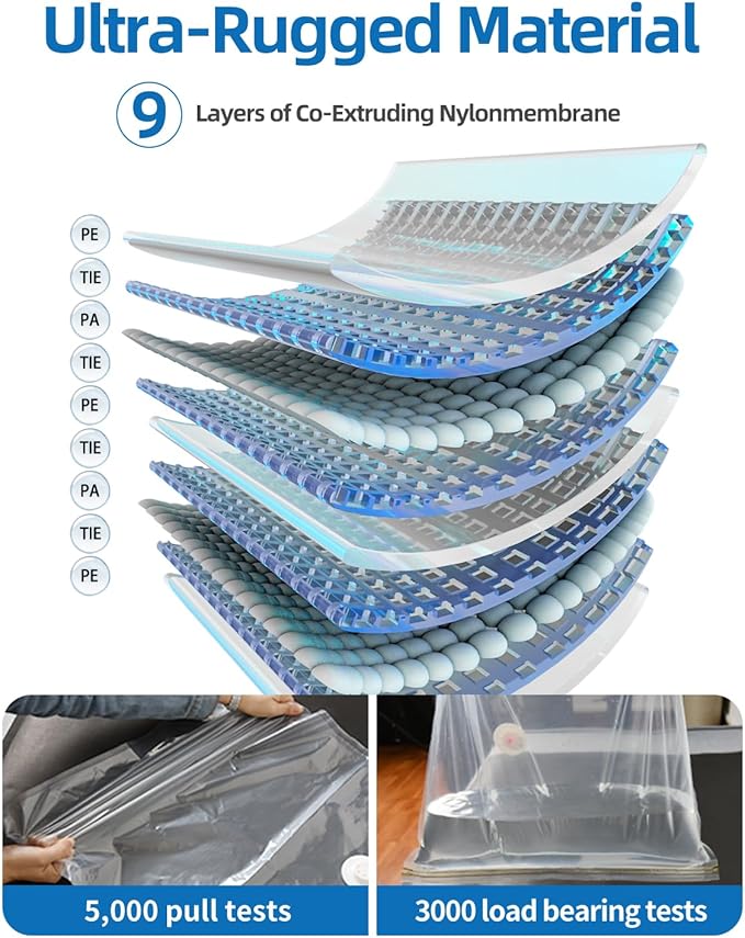 Vacuum Storage Bags for moving, Vacuum Seal Bags for Memory Foam, Latex, Clothing & Bedding, Space Saver Bags(1 Queen/Full/Full-XL)