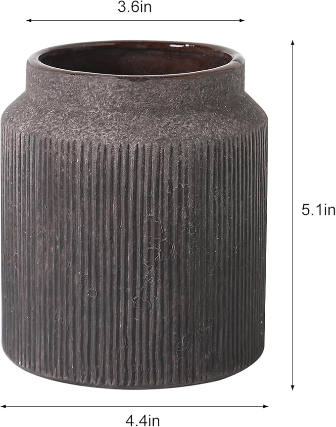 Farmhouse Vase for Home Decor, Vintage Rustic Terracotta Flower Vase Suitable for Home Decor, Living Room, Shelf, Dining Table. 4.4IN*5.1IN ZSHLXM