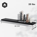 BAMEOS Floating Shelves, 35 x7 Wide Display Shelf with Invisible Brackets, Set of 2 | Gallery Wall & Accent Décor Shelf for Bedroom, Living Room & Entryway Black