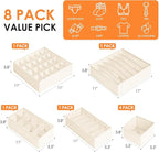 Drawer Organizer Clothes, 8 Pack Dresser Organizer Bins for Baby Clothes, Underwear Sock, Fabric Closet Organization and Storage Dividers for Nursery Bedroom (48 Compartments, Beige)