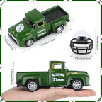 Football Mini Metal Truck Farmhouse Vintage Vintage Metal Farm Pickup Truck Decor with Football Helmet Farmhouse Rustic Pickup Tiered Tray Decor for Home Shelf Table Center Decor (Green)
