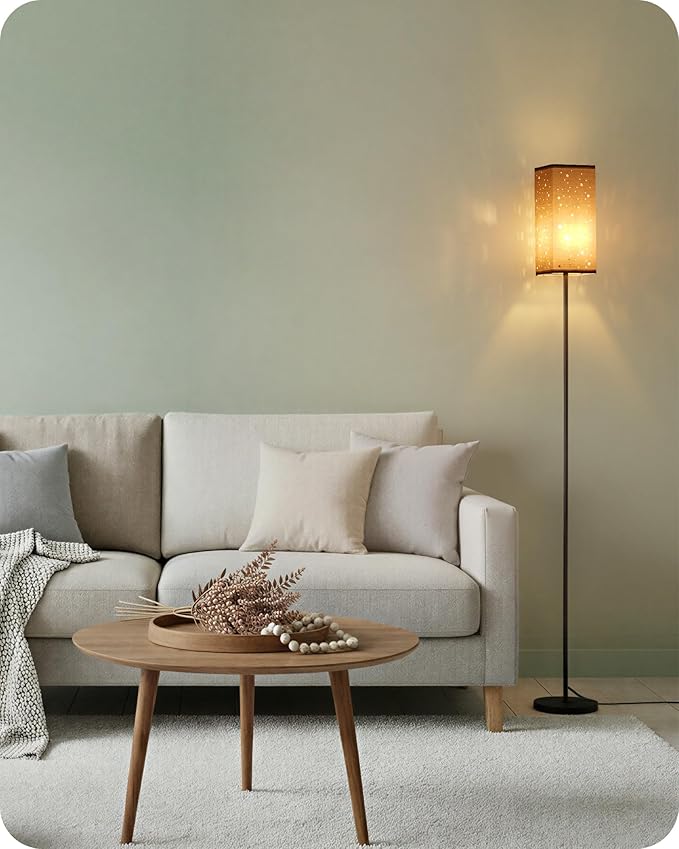64.6" Floor Lamp, with Foot Switch, Standing Lamp with Sky Stars Design, Modern Freestanding Lamp (Bulb Not Included), for Living Room, Bedroom, Office, ETL Listed,Gray Starry Sky AH07LD05