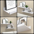 Boswillon 23.6 Inches Long Floating Shelves, 2 Set Modern White Wall Shelf for Bedroom, Nursery Book Shelf with Lip, Picture Ledge Shelf for Living Room, Bathroom, Kitchen