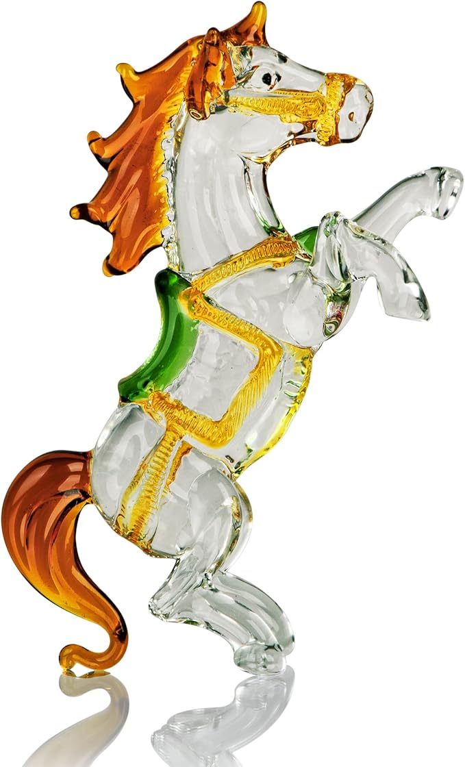 H&D HYALINE & DORA Crystal Standing Horse Figurine Collectible Glass Animal Statue Decoration Ornaments for Home Office Table