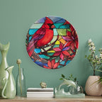 Decorative Plates, Cardinal Bird Stained Glass Design Display Plate for Home Office Kitchen Table Decor Porcelain Plates 6 Inch, Gifts for Loss of Loved