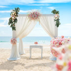 2 Pcs Wedding Arch Flowers Kit, Artificial Peony Flower Swag Backdrop Floral Garland Centerpieces, Champagne Peony Floral Swags Silk Hanging Peony Garland with Green Leaves Decor for Home(Pink)